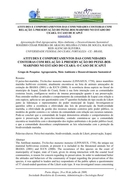 Atitudes E Comportamentos Das Comunidades Sober