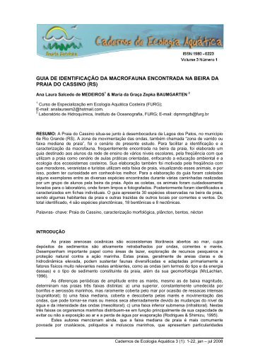 Cadernos de Ecologia Aquática 3 (1) - Especialização em Ecologia ...