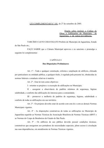 Código de Obras e Edificações – Lei Complementar nº 101