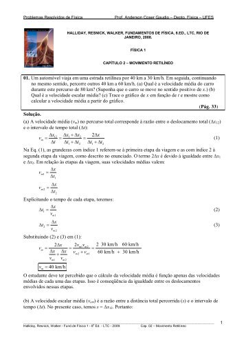 Problemas Resolvidos de Física - Departamento de Física - UFPB