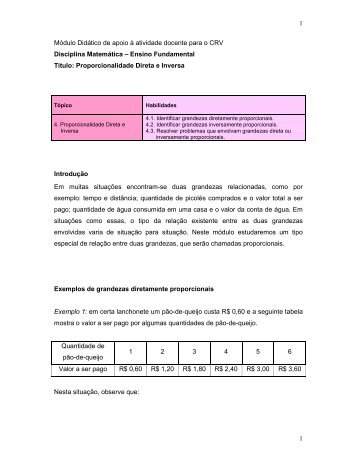 EF - Proporcionalidade Direta e Inversa