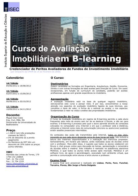 Curso de Avaliação Imobiliáriaem B-learning