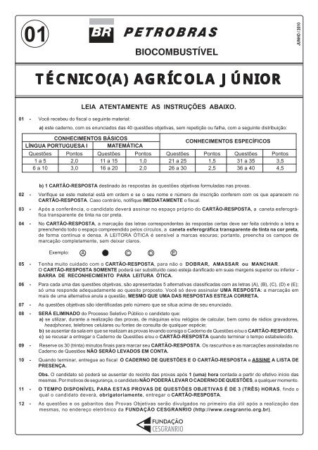 Prova Fundacao Cesgranrio