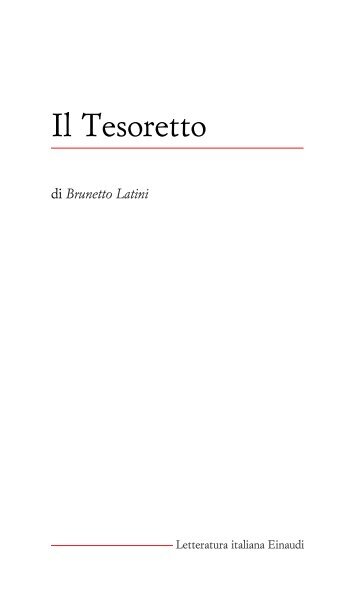 Il Tesoretto - Letteratura Italiana