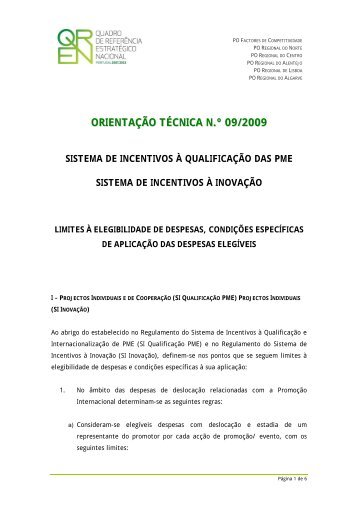 Limites à elegibilidade de despesas e condições específicas ... - Qren