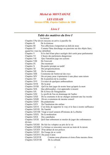 Michel de Montaigne - Essais - Livre I - CFH