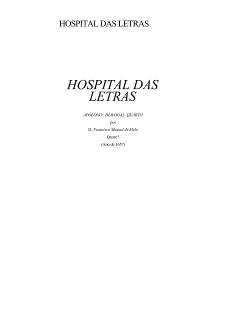 HOSPITAL DAS LETRAS - Mensagens com Amor