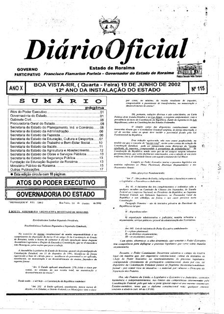 19 - Imprensa Oficial do Estado de Roraima