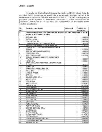 Anunt Colectiv - ANAF