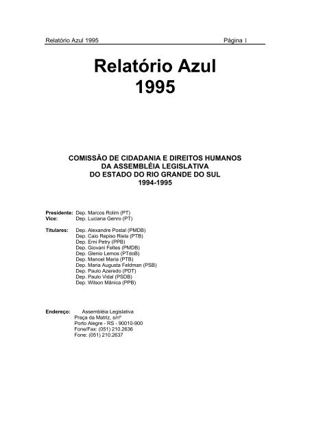 RELATÃ“RIO AZUL 1996 - Marcos Rolim