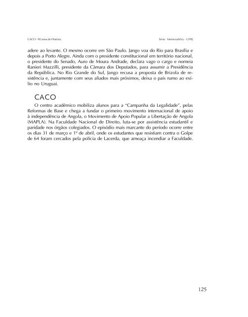 Memorabilia CACO 90 ANOS de HISTORIA - UFRJ