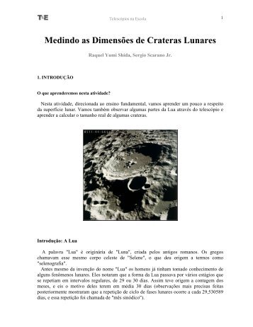 Medindo as Dimensões de Crateras Lunares - Telescópios na Escola