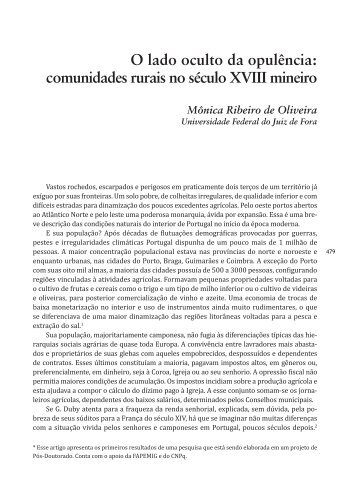 O lado oculto da opulência: comunidades rurais no século XVIII ...