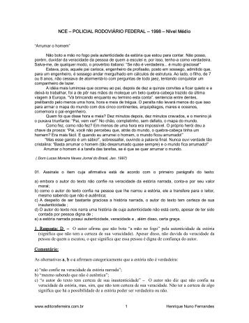 prova de policial rodoviário federal - Editora Ferreira