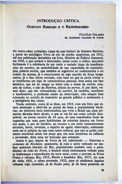 GUSTAVO BARROSO E O REGIONALISMO (Otacílio Colares