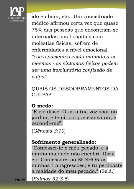 Vencendo o sentimento de culpa e  o medo. - Igreja Batista da ...