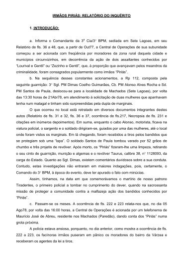 IRMÃOS PIRIÁS: RELATÓRIO DO INQUÉRITO 1 ... - Biblioteca Policial
