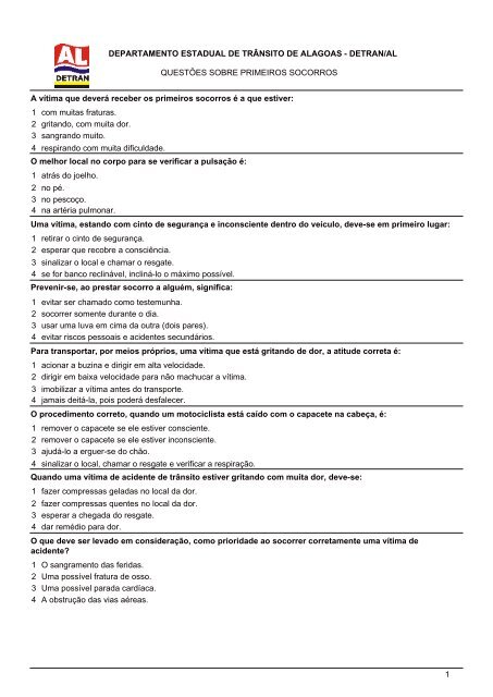 Socorro às Vítimas de Trânsito - Como é cobrado na prova do DETRAN?