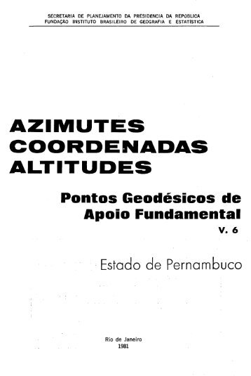 AzIMuTEs cooRDr-:NADAS ALTITUDES - Biblioteca - IBGE