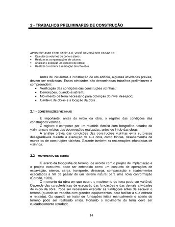 trabalhos preliminares de construção - Demilito.com.br