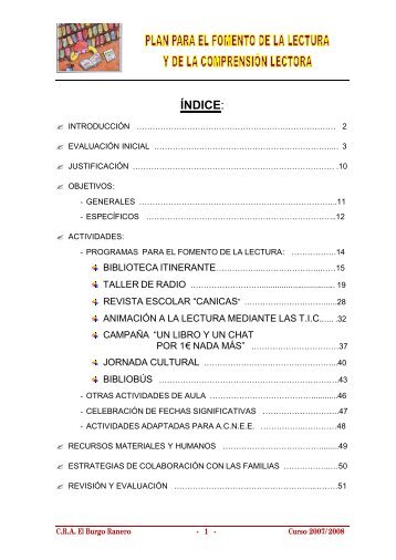 Plan de Fomento de la lectura - Colegio Rural Agrupado El Burgo ...