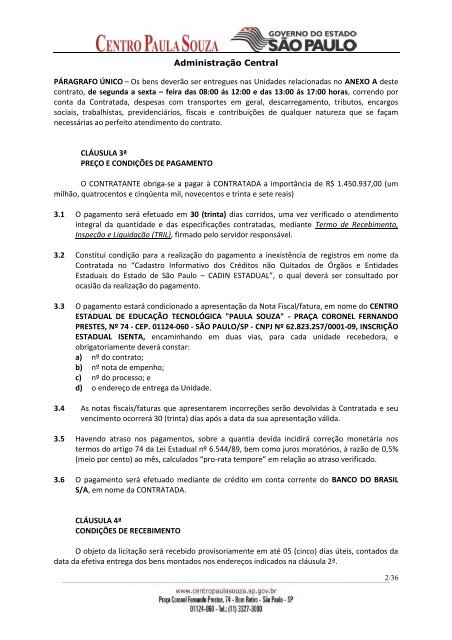 003/13 – AQUISIÇÃO DE MOBILIÁRIO Empresa - Centro Paula Souza