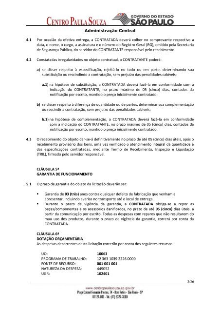 003/13 – AQUISIÇÃO DE MOBILIÁRIO Empresa - Centro Paula Souza
