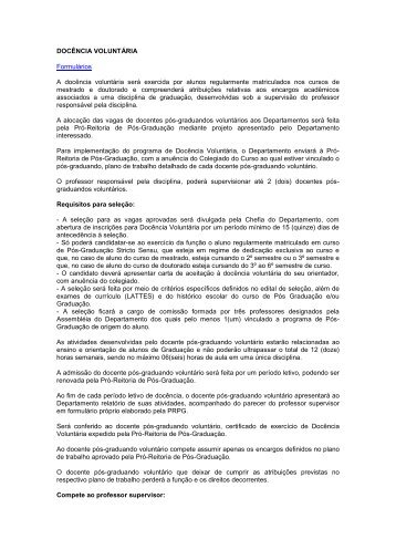 DOCÊNCIA VOLUNTÁRIA Formulários A docência ... - PRPG