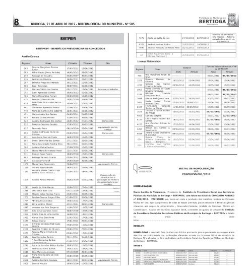 505 - Prefeitura do Município de BERTIOGA. - Governo do Estado ...