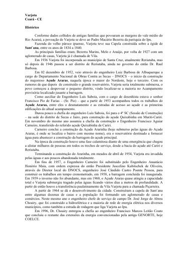 Varjota Ceará - CE Histórico Conforme dados colhidos ... - Biblioteca