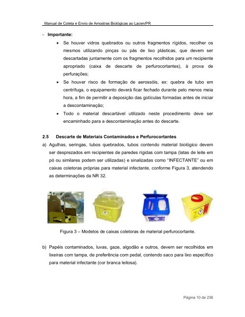 Manual de Coleta e Envio de Amostras Biológicas ao Lacen-PR