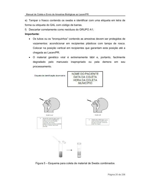 Manual de Coleta e Envio de Amostras Biológicas ao Lacen-PR