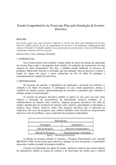 Estudo Comprobatório da Teoria das Filas pela Simulação ... - aedb