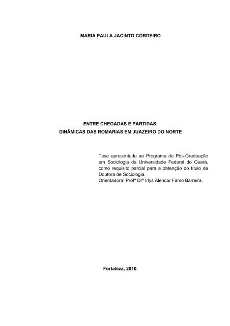 ENTRE CHEGADAS E PARTIDAS: DINÂMICAS DAS ROMARIAS ...