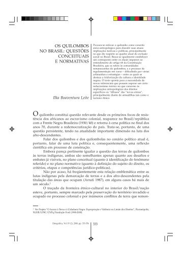 os quilombos no brasil: questões conceituais e normativas - CEAS