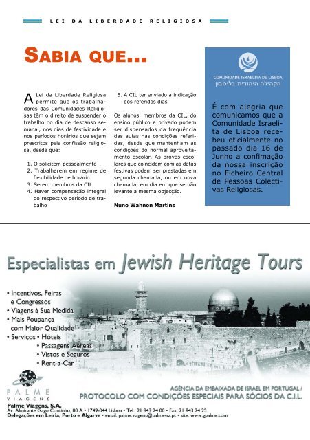 Tikvá nº 53, 6º ano - Comunidade Israelita de Lisboa