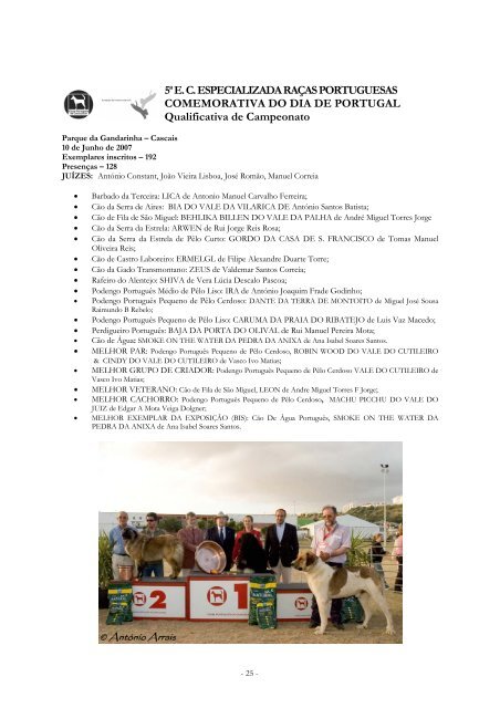 Relatório da 2.ª Comissão 2007 - Clube Português de Canicultura