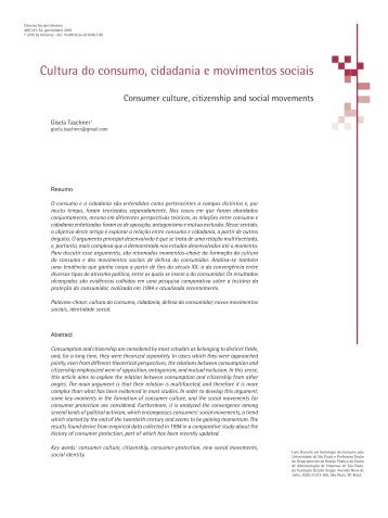 Cultura do consumo, cidadania e movimentos sociais - Gajop