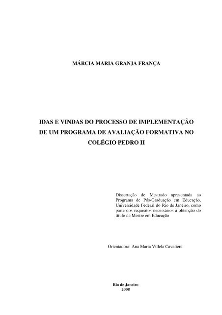 idas e vindas do processo de implementação de um programa de ...