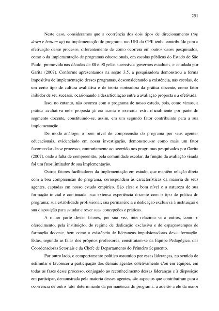 idas e vindas do processo de implementação de um programa de ...