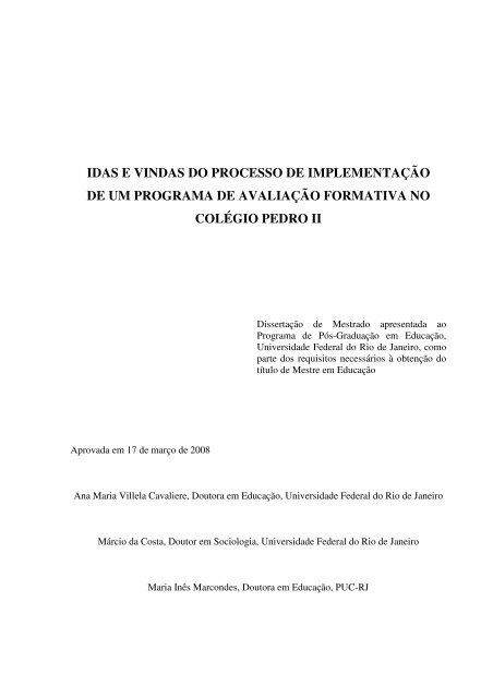 idas e vindas do processo de implementação de um programa de ...