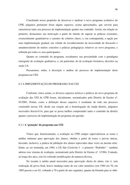 idas e vindas do processo de implementação de um programa de ...