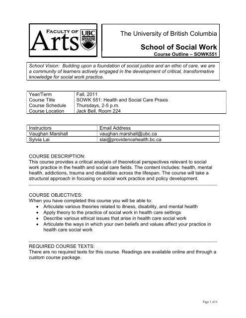 SOWK 551.001. Health and Social Care Praxis. - School of Social ...