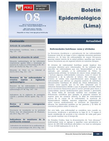 Boletin Epidemiologico Nº 08 - Dirección General de Epidemiología