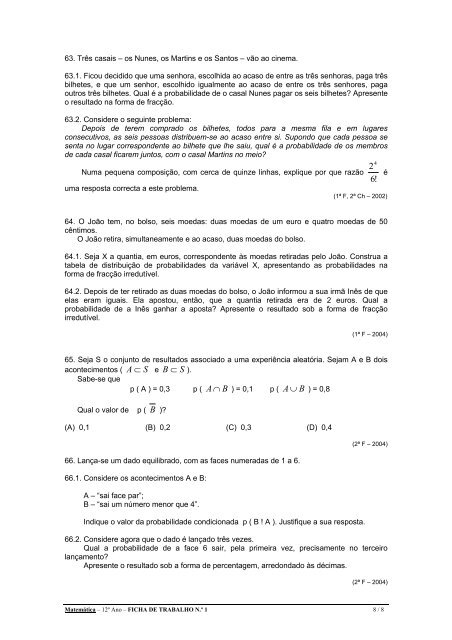 Combinatória e Probabilidades - Escola Secundária da Póvoa de ...