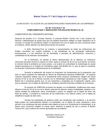 Boletín Técnico N° 3 del Colegio de Contadores