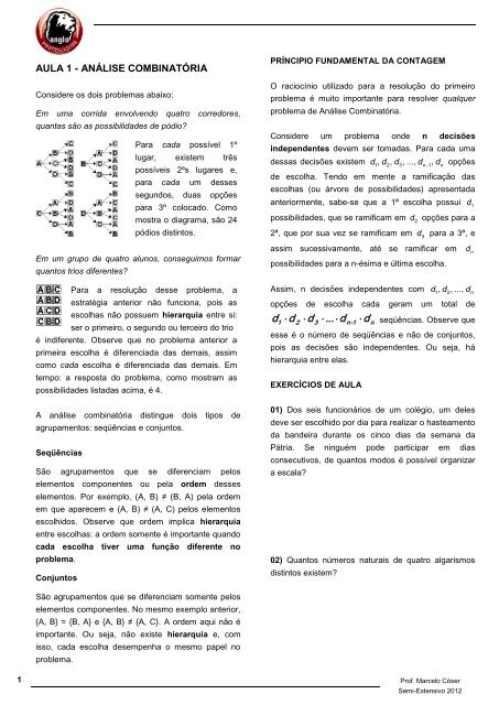 Aula 05 - Modelos de Ordenação, PDF, Combinatória