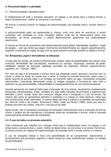 1 4. Psicomotricidade e Ludicidade 4.1. Psicomotricidade e ...