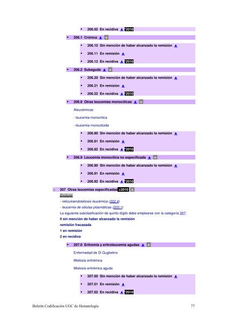 BOLETÍN DE CODIFICACIÓN UNIDAD DE GESTIÓN ... - CIE-9