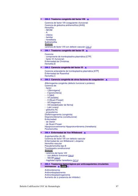 BOLETÍN DE CODIFICACIÓN UNIDAD DE GESTIÓN ... - CIE-9